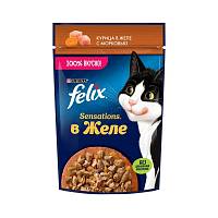 Влажный корм для взрослых кошек Felix Sensations, с курицей в желе с морковью, пауч
