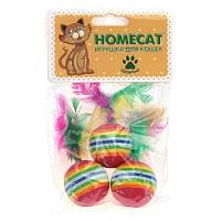 Игрушка для кошек Homecat Мячи радужные с пером